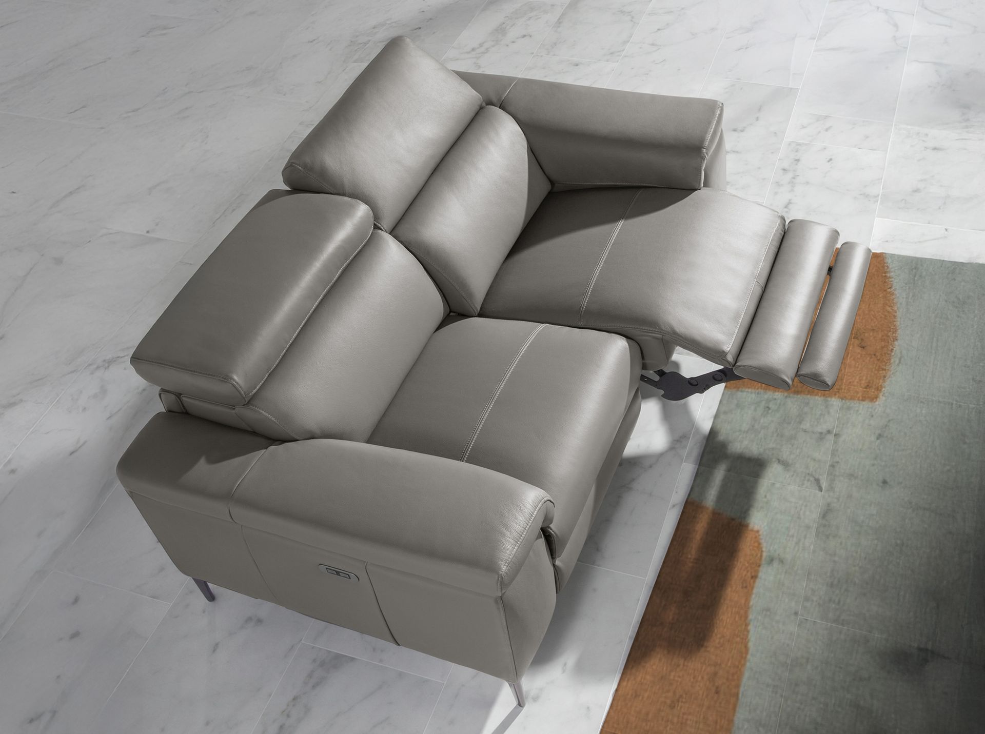 Sofá relax 3 plazas piel gris oscuro - Imagen 5