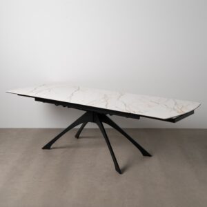 MESA EXTENSIBLE MARMOLADA BEIGE-NEGRO 180 X 90 X 76 CM