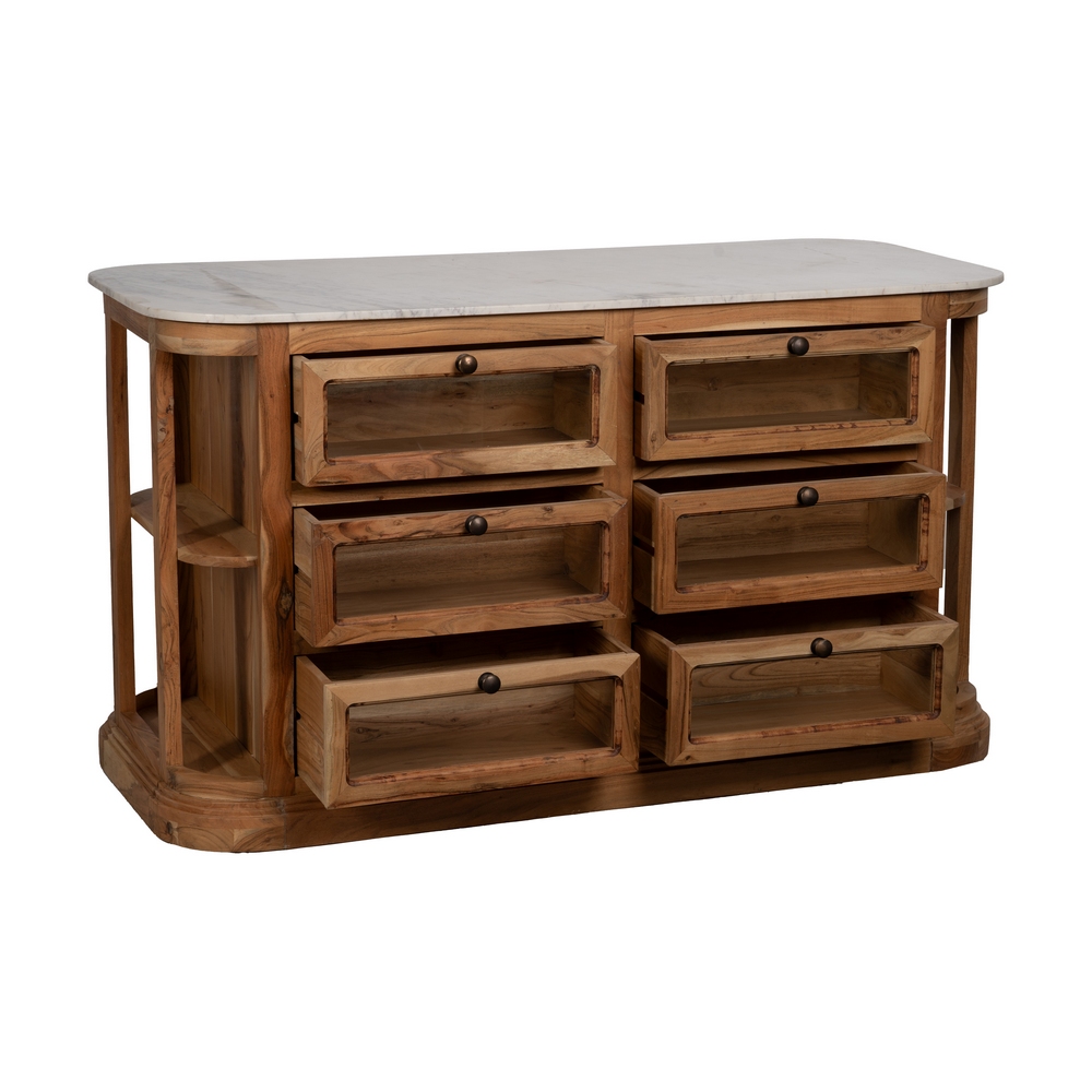 ISLA NATURAL MÁRMOL/MADERA COCINA 155 X 70 X 88 CM - Imagen 2