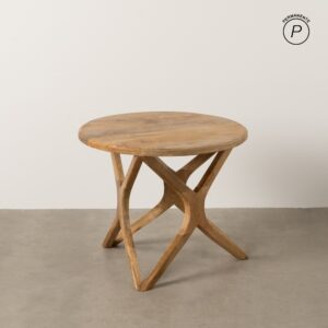 MESITA MIEL MADERA DE MANGO DECORACIÓN 60 X 60 X 50 CM