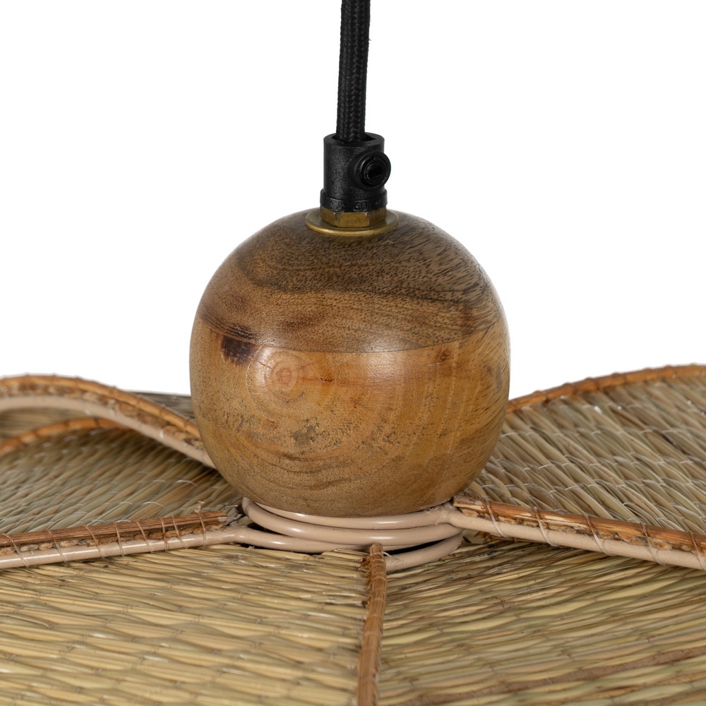 LÁMPARA TECHO FIBRA NATURAL ILUMINACIÓN 60 X 60 X 30 CM - Imagen 5