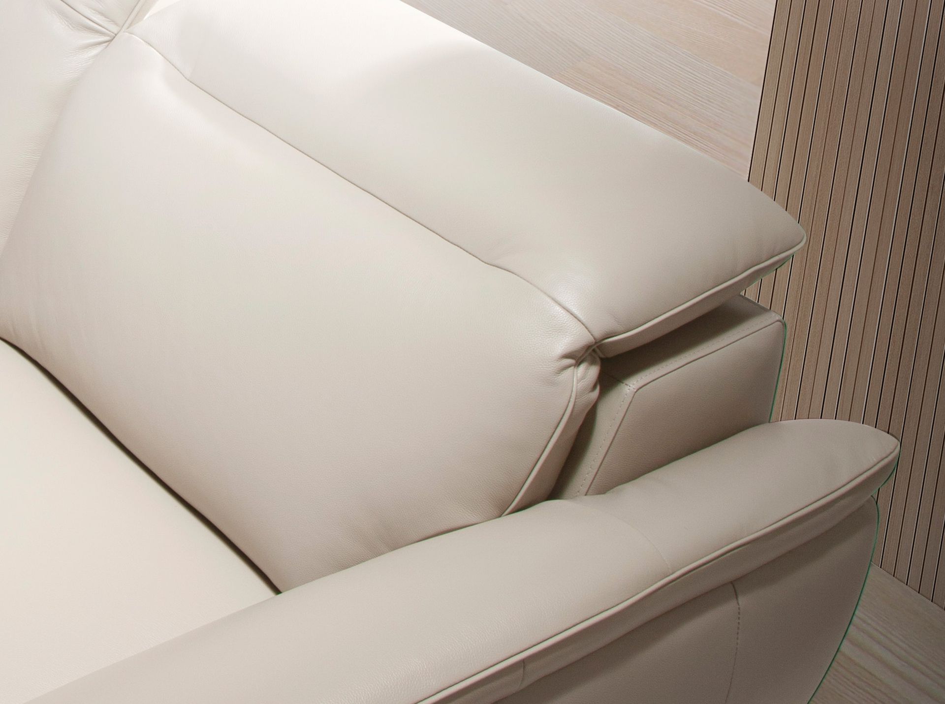 Sofá 2 plazas piel gris taupe - Imagen 5