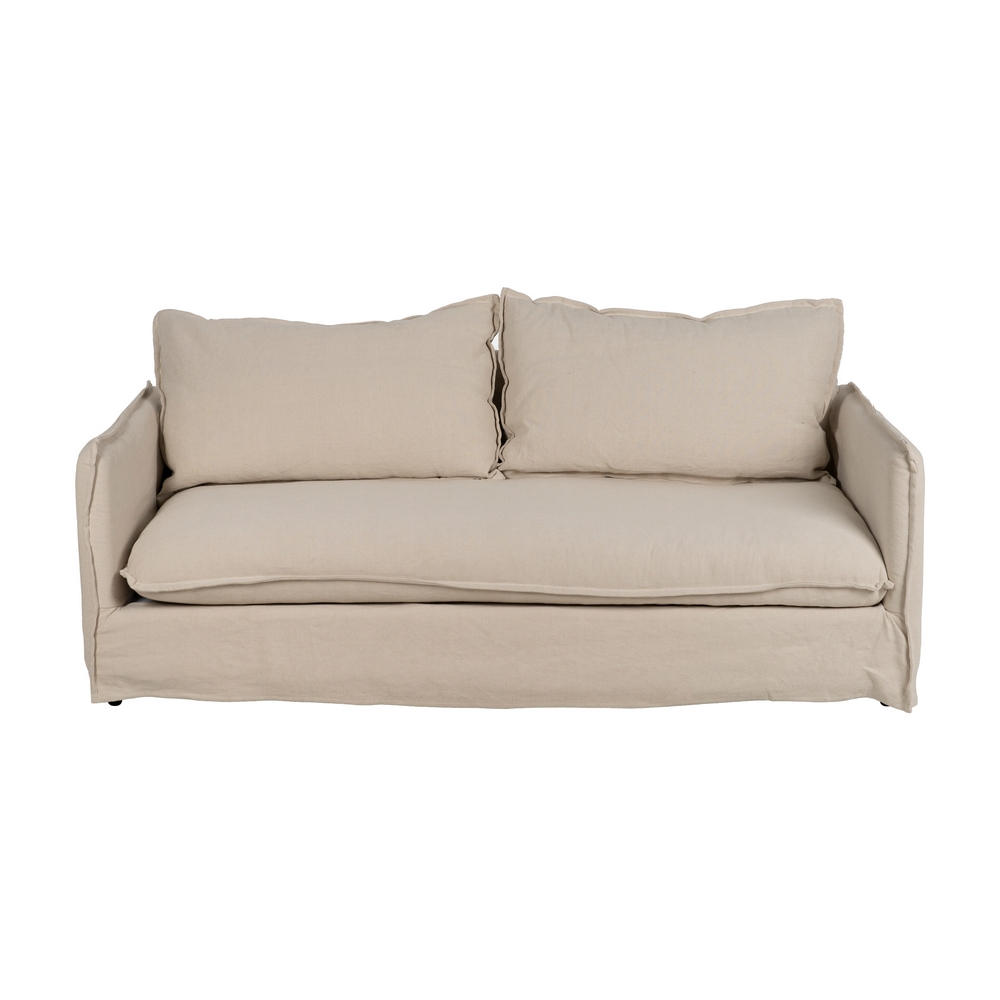 SOFÁ 3 PLAZAS CREMA TEJIDO-MADERA 200 X 95 X 85 CM - Imagen 2