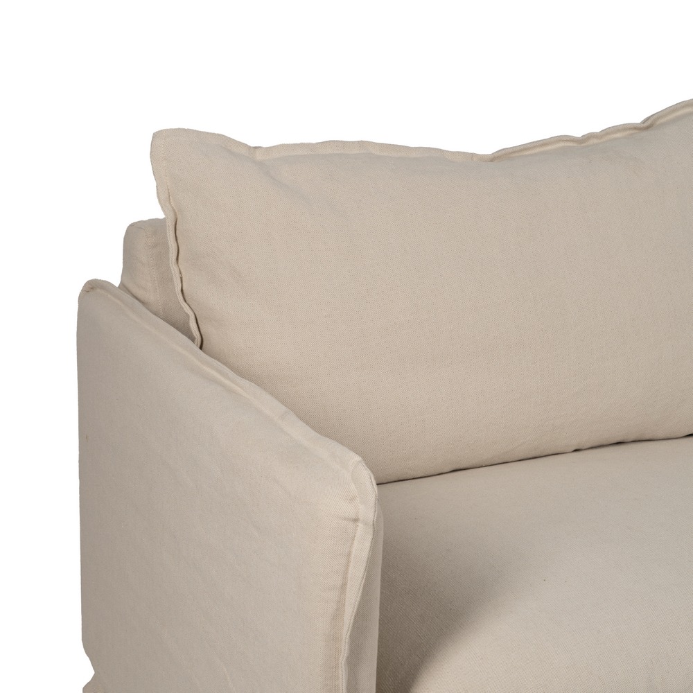 SOFÁ 3 PLAZAS CREMA TEJIDO-MADERA 200 X 95 X 85 CM - Imagen 4