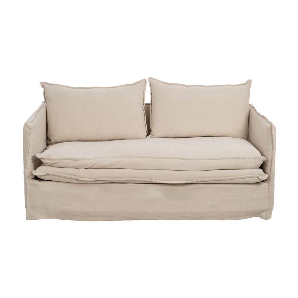 SOFÁ 2 PLAZAS CREMA TEJIDO-MADERA 180 X 97 X 89 CM - Imagen 2