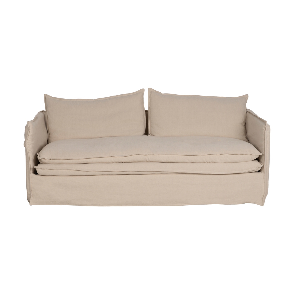 SOFÁ 3 PLAZAS CREMA TEJIDO-MADERA 210 X 97 X 89 CM - Imagen 2