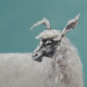 PINTURA OVEJA TURQUESA LIENZO 90 X 3