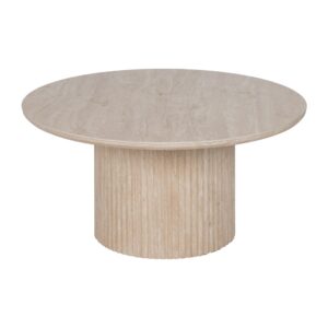 MESA CENTRO BEIGE PIEDRA MDF DECORACIÓN 90 X 90 X 45 CM