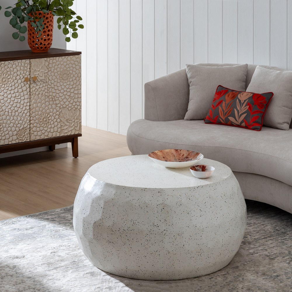 MESA CENTRO BEIGE CEMENTO 92 X 92 X 45 CM