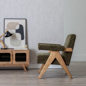 SILLÓN VERDE TEJIDO-MADERA SALÓN 74 X 76 X 85 CM