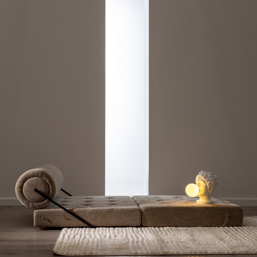 SOFÁ BEIGE TEJIDO-MADERA SALÓN 89 X 101 X 71 CM - Imagen 6