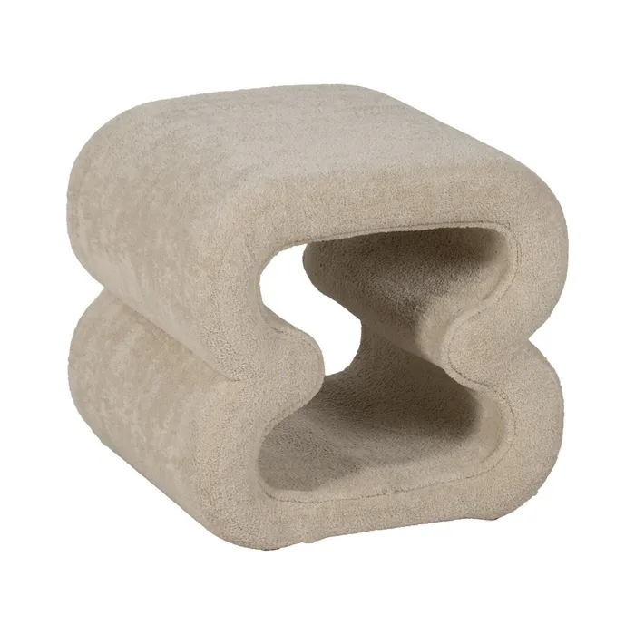 PUF BEIGE TEJIDO SALÓN 45 X 42 X 42 CM