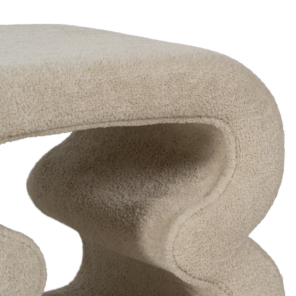 PUF BEIGE TEJIDO SALÓN 45 X 42 X 42 CM - Imagen 3