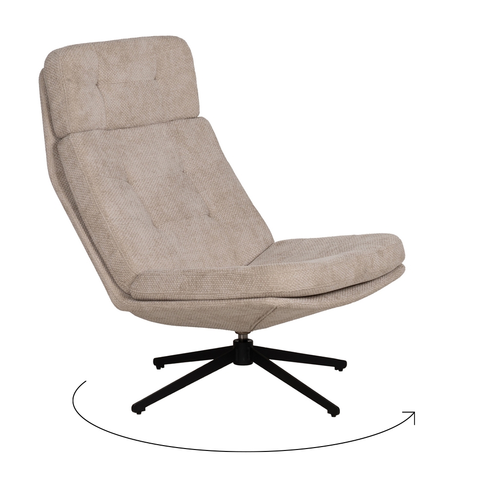 SILLÓN GIRATORIO BEIGE TEJIDO-METAL 65 X 98 X 93 CM