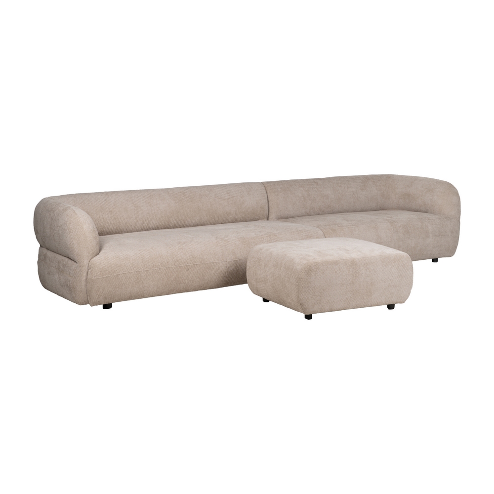 PUF BEIGE TEJIDO SALÓN 66 X 87 X 39 CM - Imagen 2