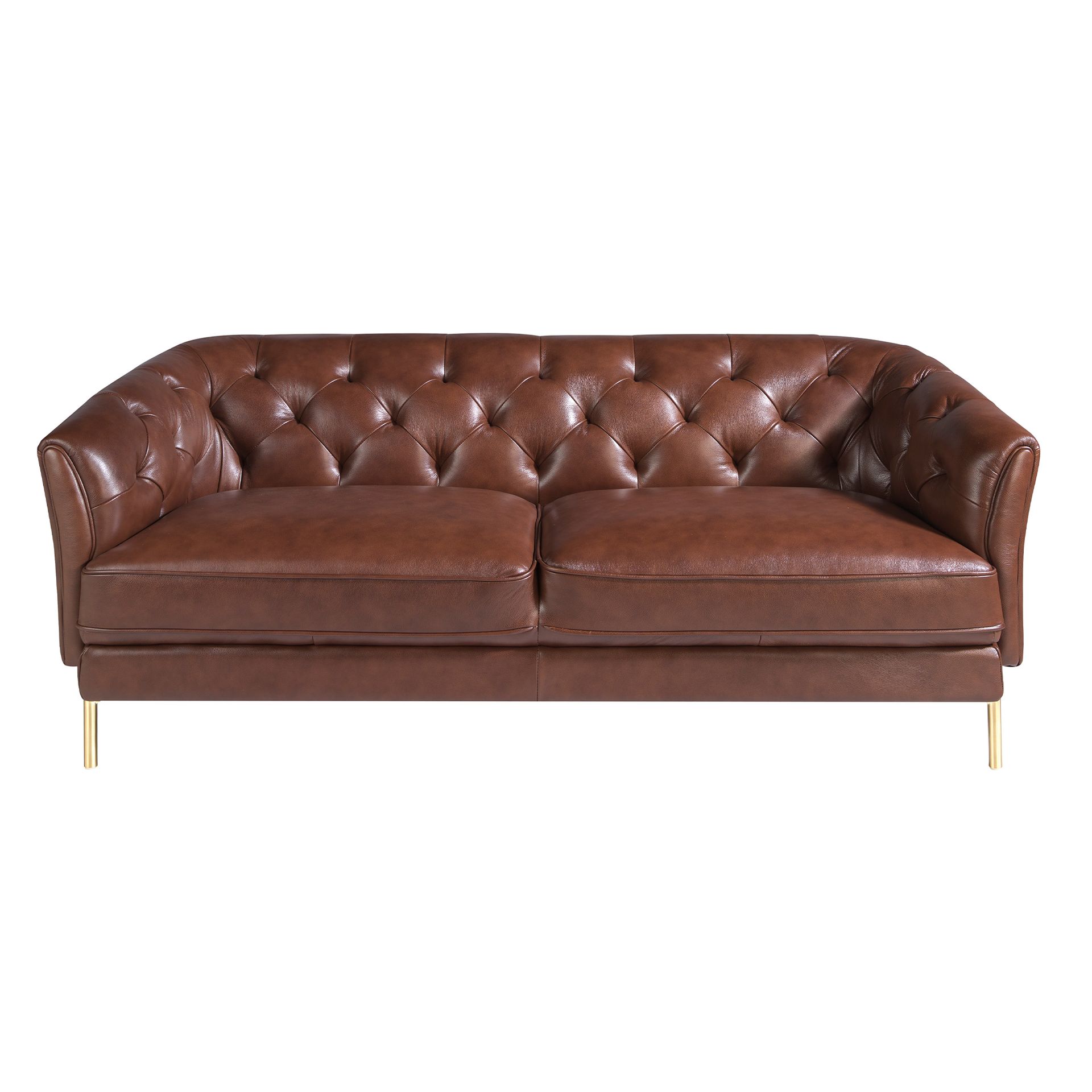 Sofá Chester 2 plazas piel marrón coñac - Imagen 2