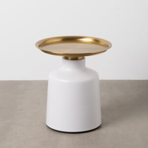 MESITA BLANCO-ORO METAL DECORACIÓN 50 X 50 X 47