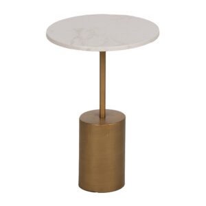 MESITA ORO-BLANCO METAL-MÁRMOL 35 X 35 X 52 CM