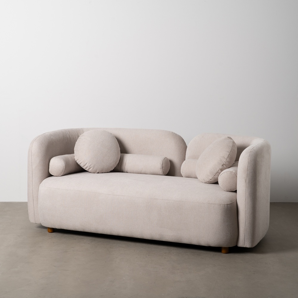 SOFÁ 2 PLAZAS BEIGE TEJIDO-MADERA 176 X 88 X 72 CM