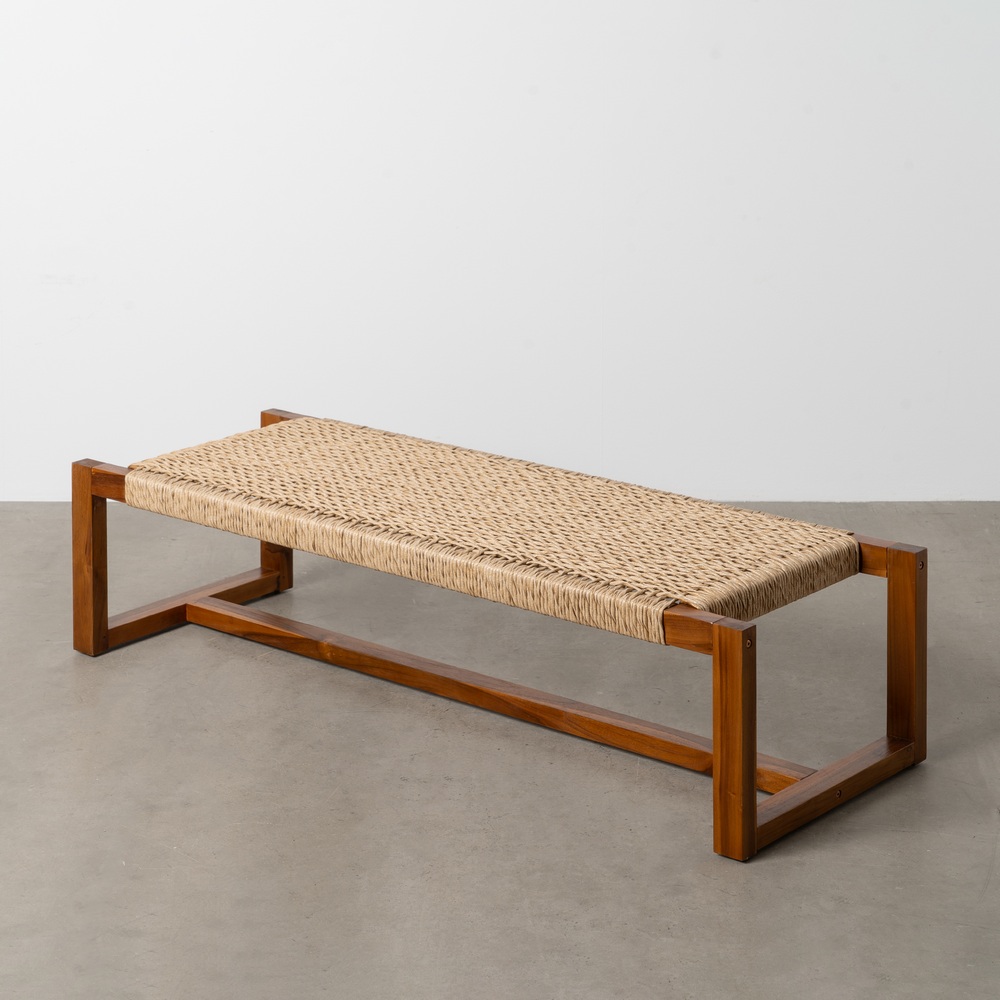 BANQUETA NATURAL MADERA DE TECA SALÓN 138 X 49 X 36 CM