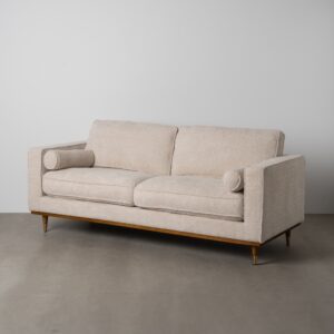 SOFÁ 3 PLAZAS BEIGE TEJIDO-MADERA 215 X 91 X 84 CM