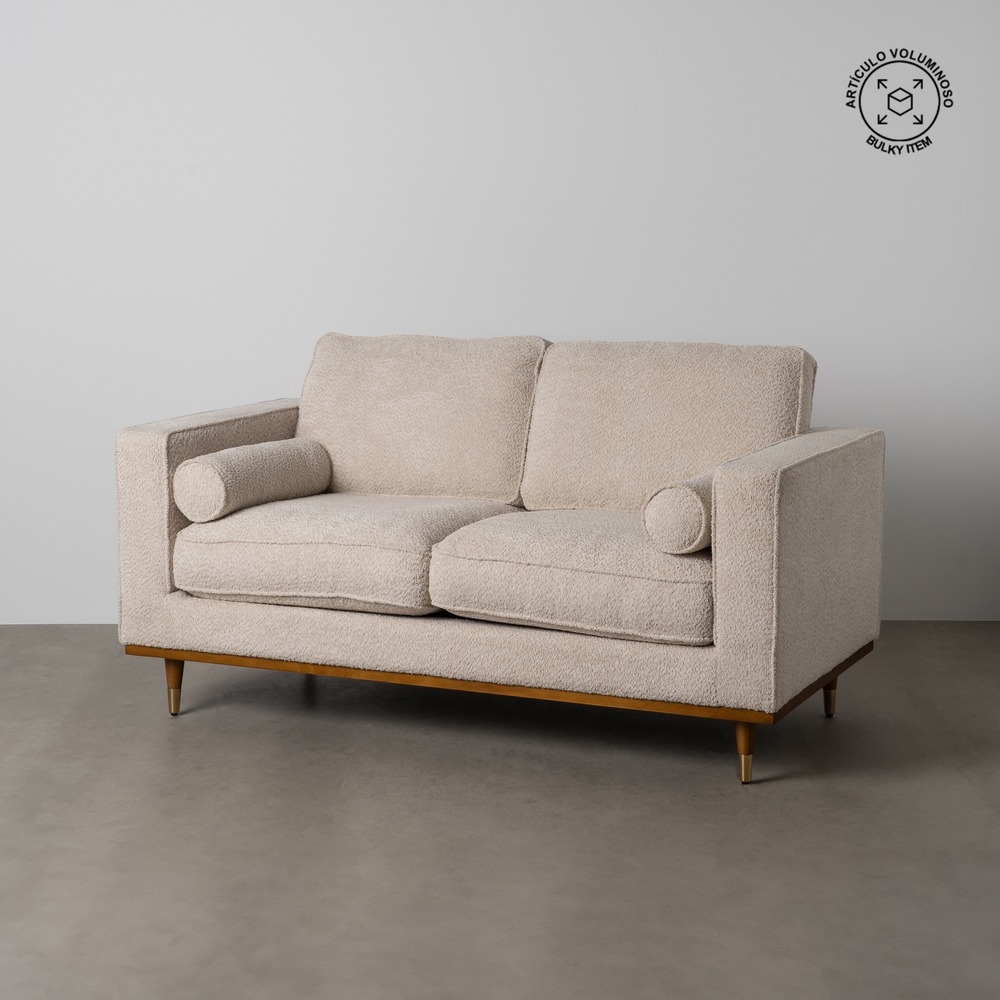 SOFÁ 2 PLAZAS BEIGE TEJIDO-MADERA 172 X 91 X 84 CM