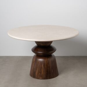 MESA COMEDOR MÁRMOL/MADERA SALÓN 120 X 120 X 76 CM