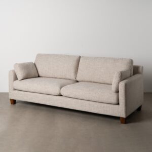 SOFÁ 3 PLAZAS BEIGE TEJIDO-MADERA 221 X 90 X 87 CM