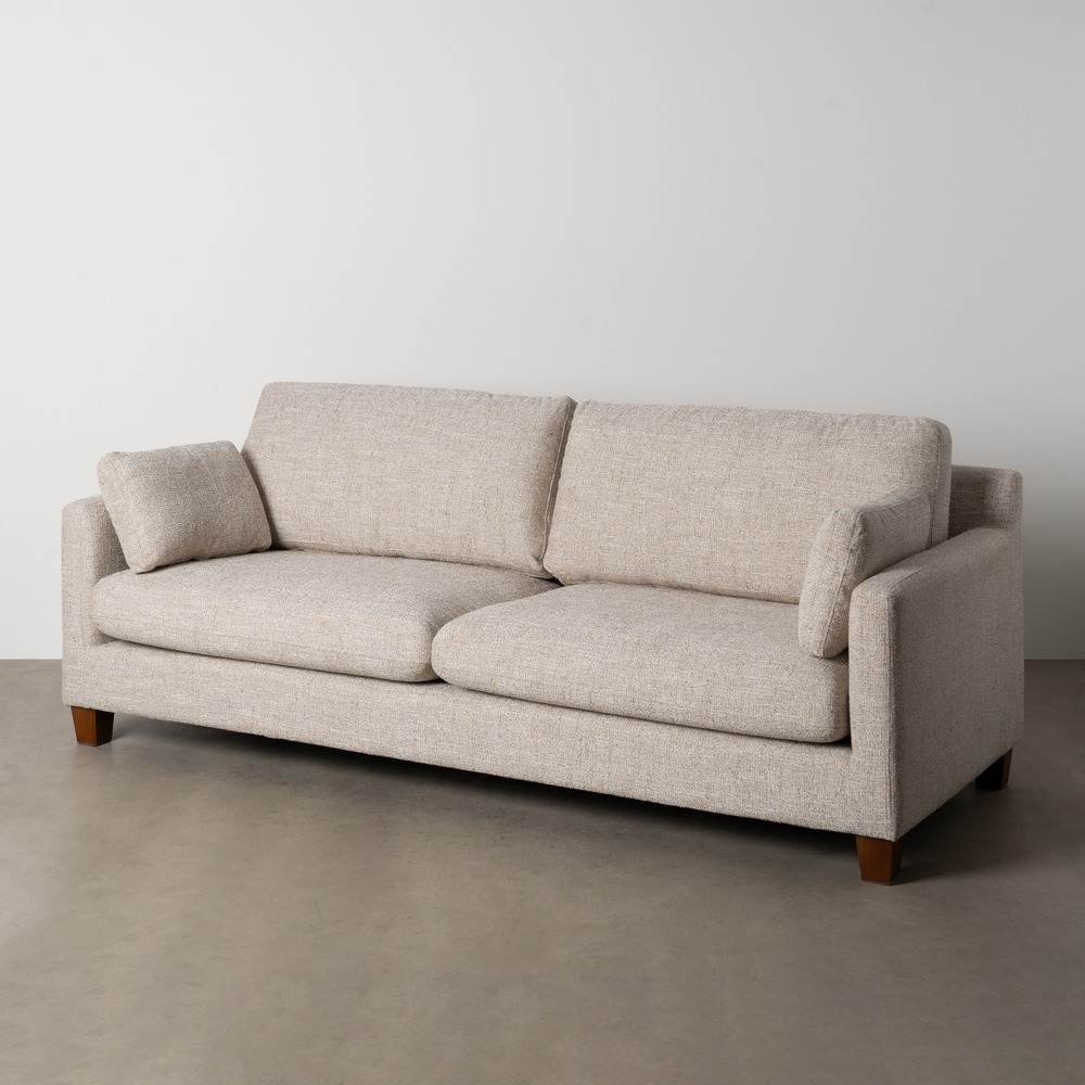 SOFÁ 3 PLAZAS BEIGE TEJIDO-MADERA 221 X 90 X 87 CM