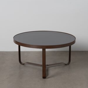 MESA CENTRO MARRÓN OSCURO METAL-CRISTAL 80 X 80 X 42 CM