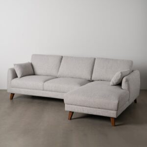 SOFÁ CHAISE LONGUE GRIS TEJIDO-MADERA 240 X 155 X 86 CM