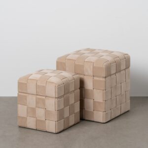 S/2 PUF BAÚL BEIGE DM-TEJIDO 40 X 40 X 43 CM