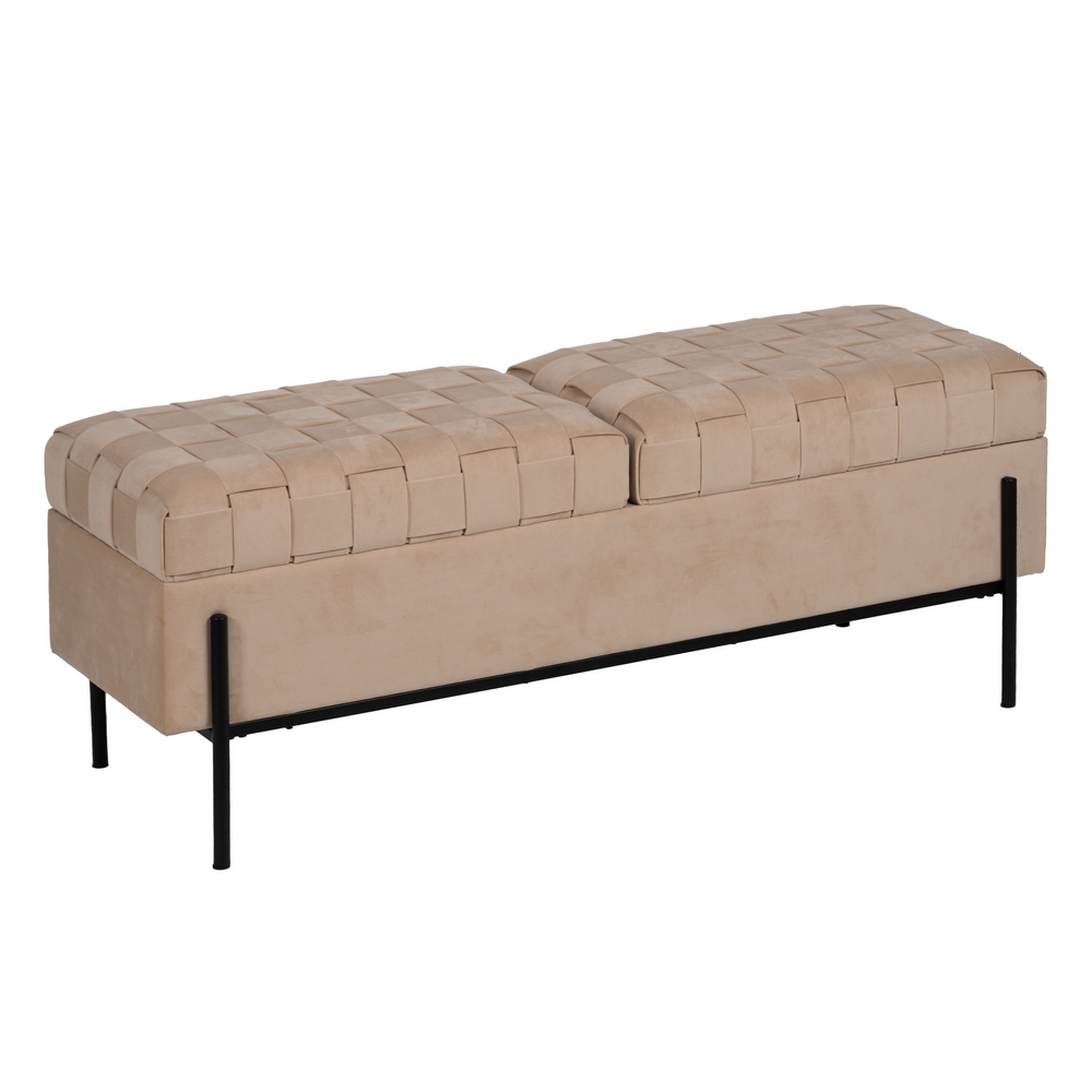 BANCO BAÚL BEIGE TEJIDO-METAL 121 X 41 X 47 CM - Imagen 2