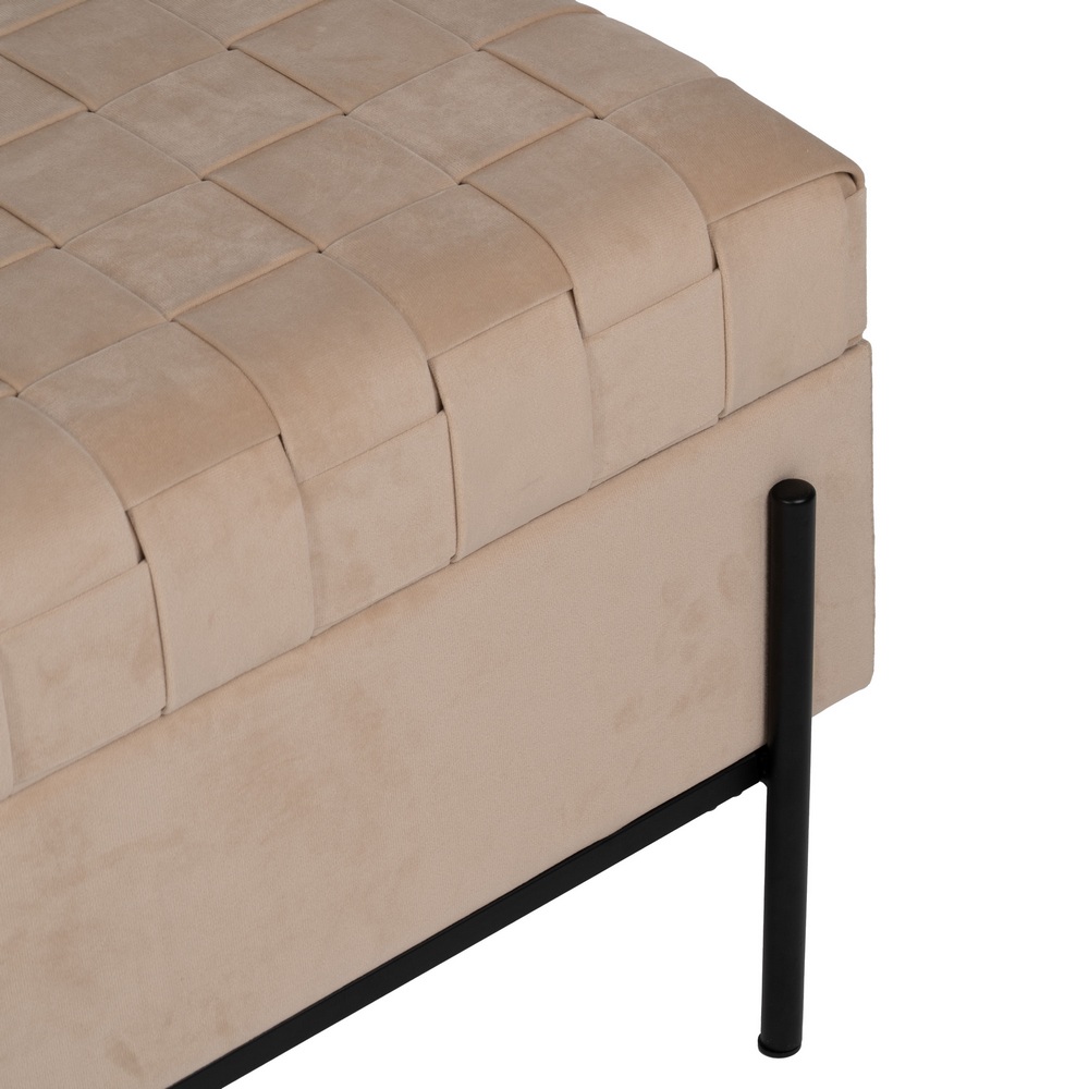 BANCO BAÚL BEIGE TEJIDO-METAL 121 X 41 X 47 CM - Imagen 3