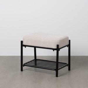 BANQUETA BEIGE TEJIDO-METAL 51 X 37 X 45 CM