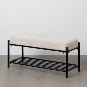 BANCO BEIGE TEJIDO-METAL 91 X 36 X 45 CM