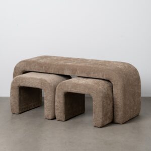 S/3 BANCO TAUPE DM-TEJIDO 126 X 46 X 50 CM