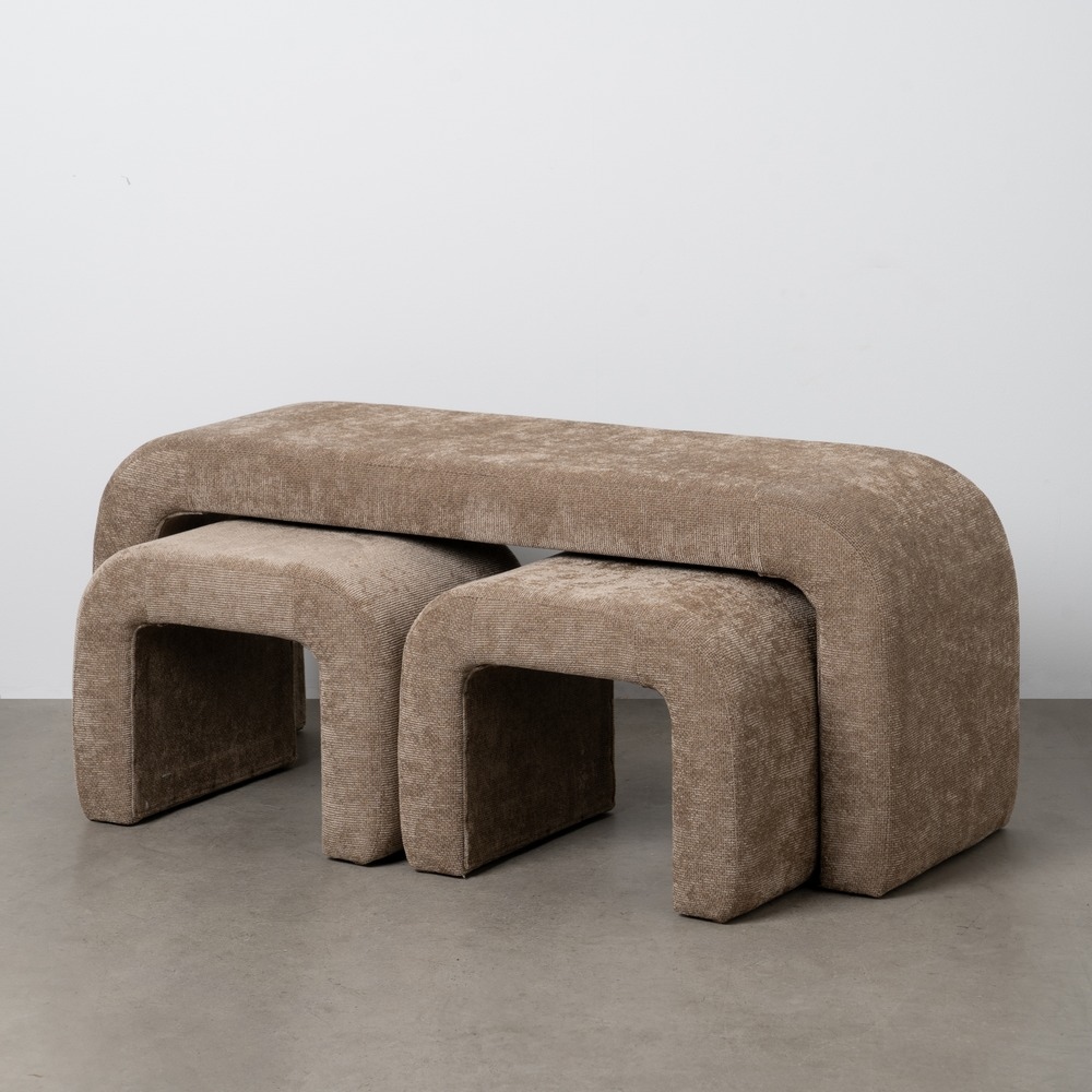 S/3 BANCO TAUPE DM-TEJIDO 126 X 46 X 50 CM
