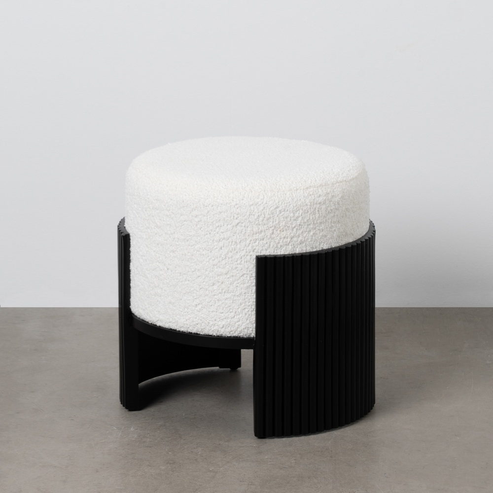 PUF BLANCO-NEGRO DM-TEJIDO 43 X 43 X 41 CM