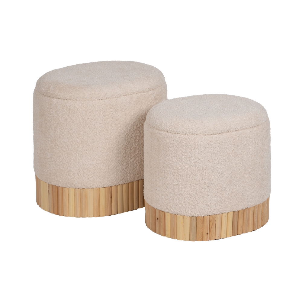 S/2 PUF BAÚL CREMA DM-TEJIDO 44 X 34 X 45 CM - Imagen 2