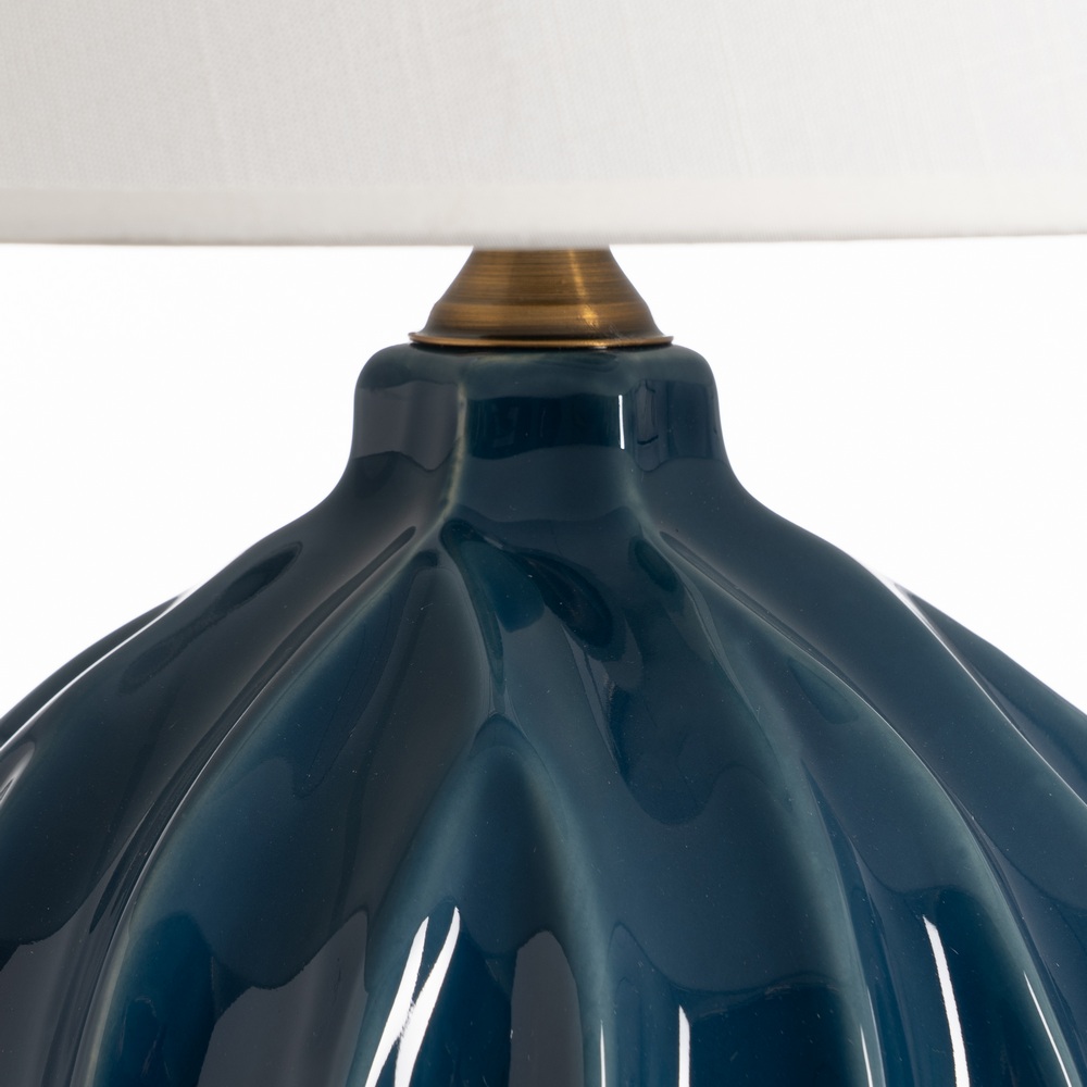 LÁMPARA MESA AZUL CERÁMICA ILUMINACIÓN 40 X 40 X 60 CM - Imagen 3