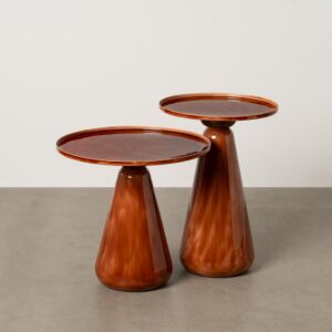 S/2 MESA AUXILIAR METAL SALÓN 50 X 50 X 42 CM