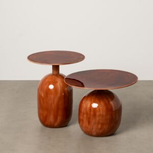 S/2 MESA AUXILIAR METAL SALÓN 50 X 50 X 47 CM