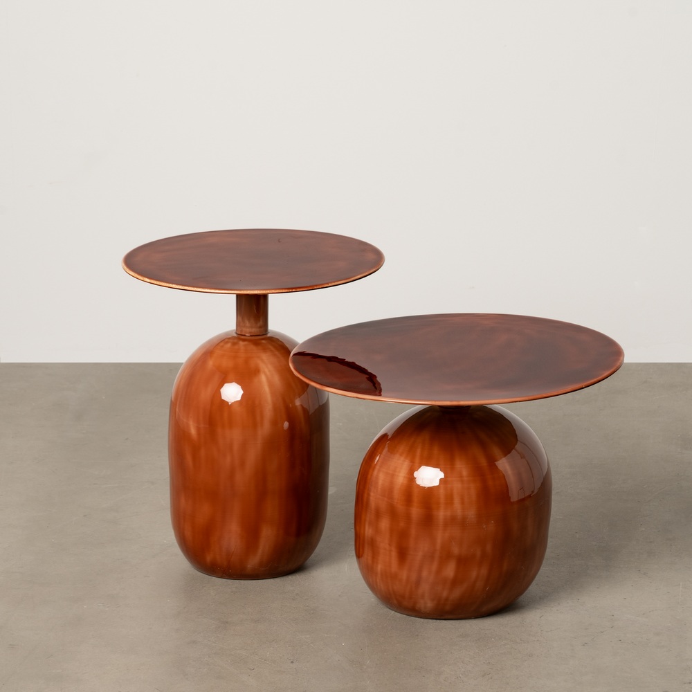 S/2 MESA AUXILIAR METAL SALÓN 50 X 50 X 47 CM