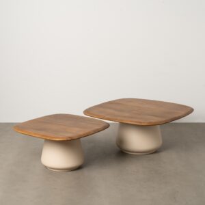 S/2 MESA CENTRO MADERA-METAL SALÓN 90 X 90 X 40 CM