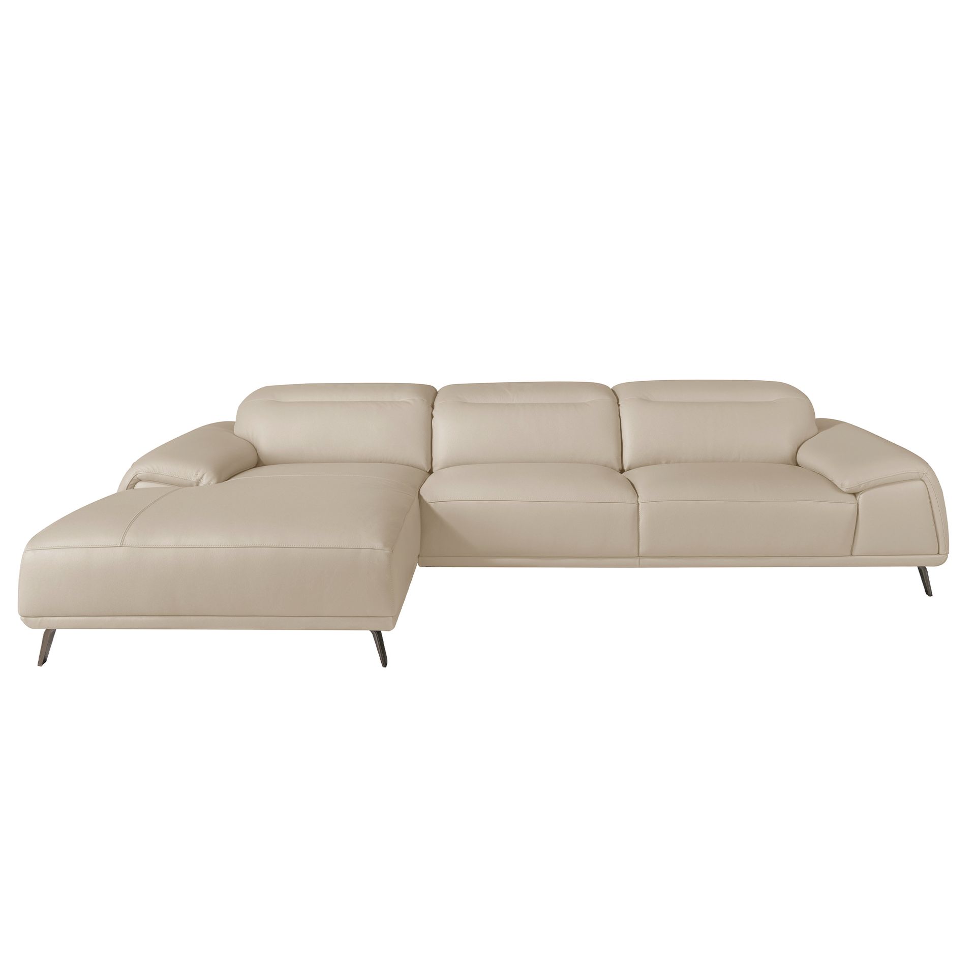 Sofá chaise longue izquierda piel gris taupe - Imagen 2