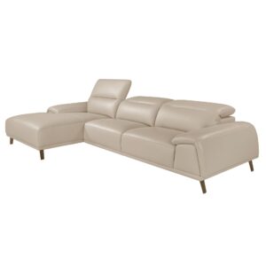 Sofá chaise longue izquierda piel gris taupe Angel Cerdá