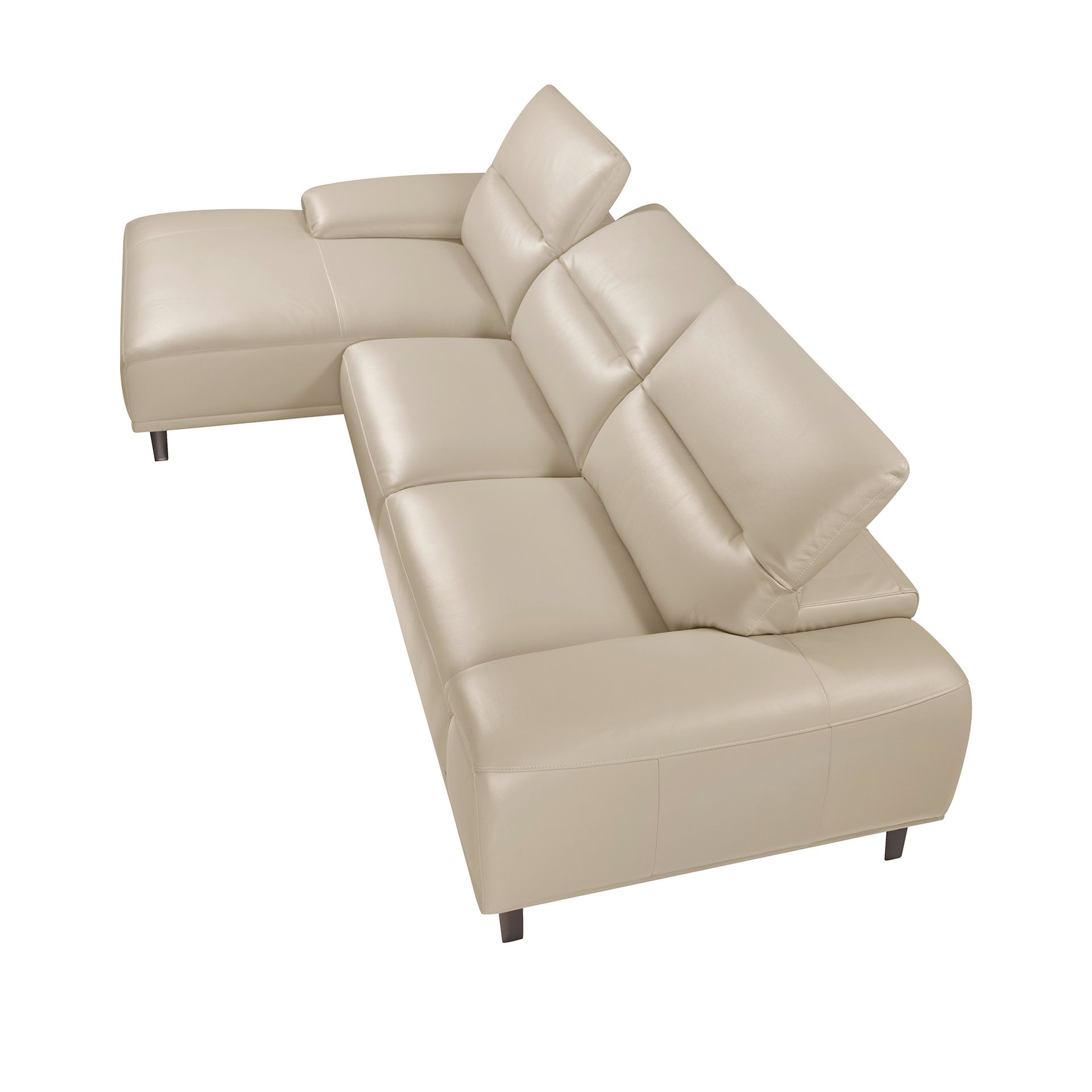 Sofá chaise longue izquierda piel gris taupe - Imagen 6