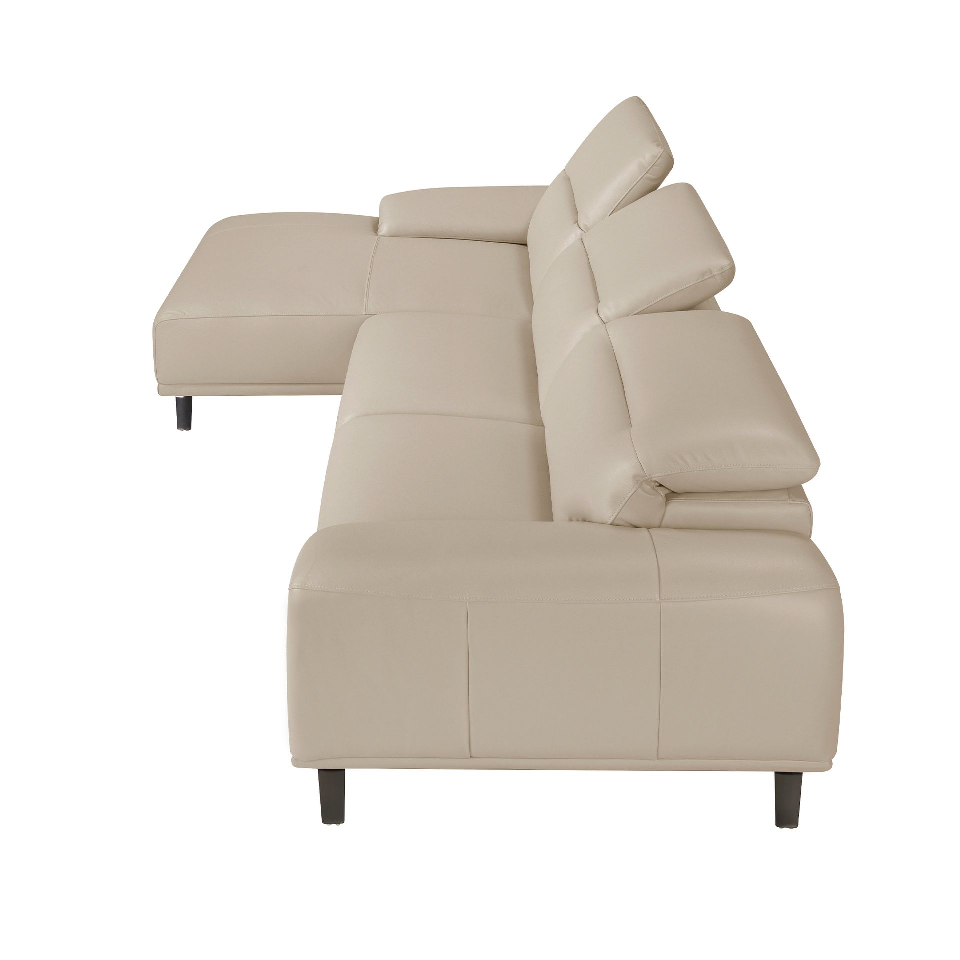 Sofá chaise longue izquierda piel gris taupe - Imagen 8