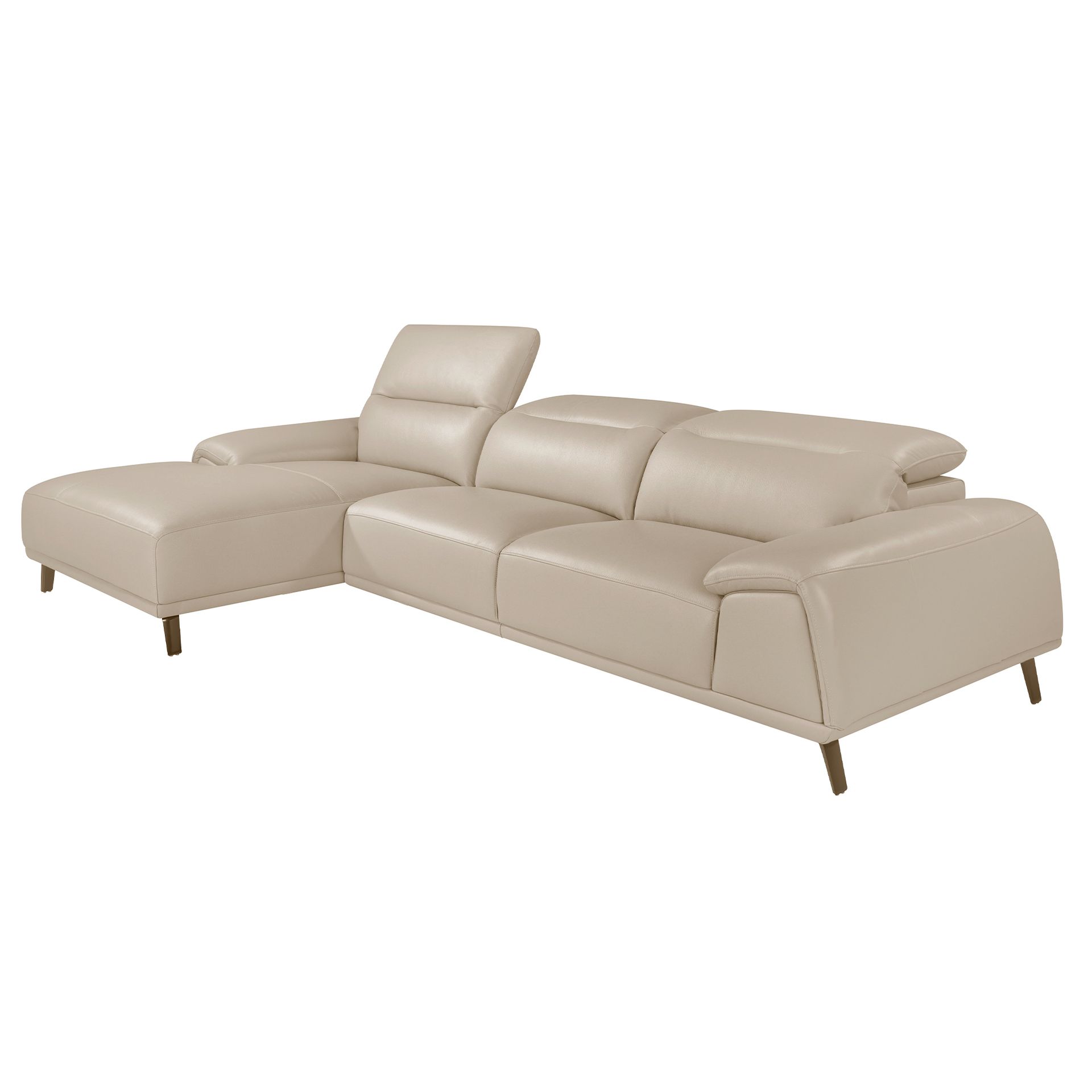 Sofá chaise longue izquierda piel gris taupe Angel Cerdá